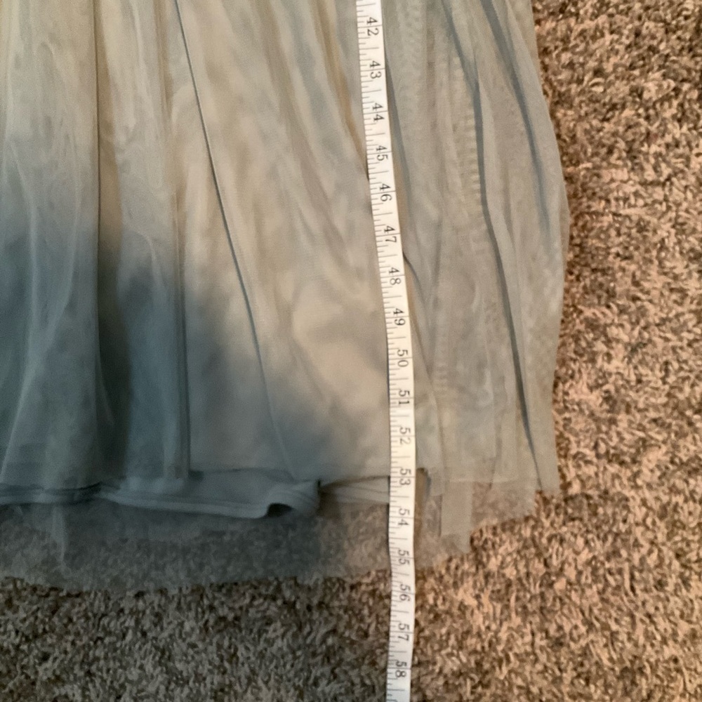 Adrianna Papell Sage Green Gray Aida Beaded Tulle Gown Prom Dress Sz 4 Formal - Picture 13 of 14